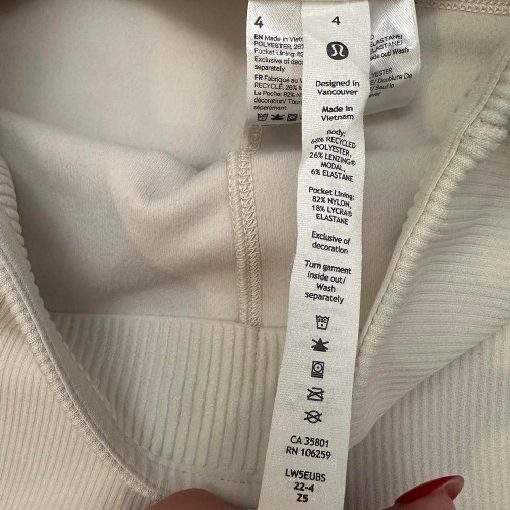 Lululemon Brushed Softstreme Ribbed Zip Flared Pant 32.5 Bone Size 4 - Picture 6 of 8